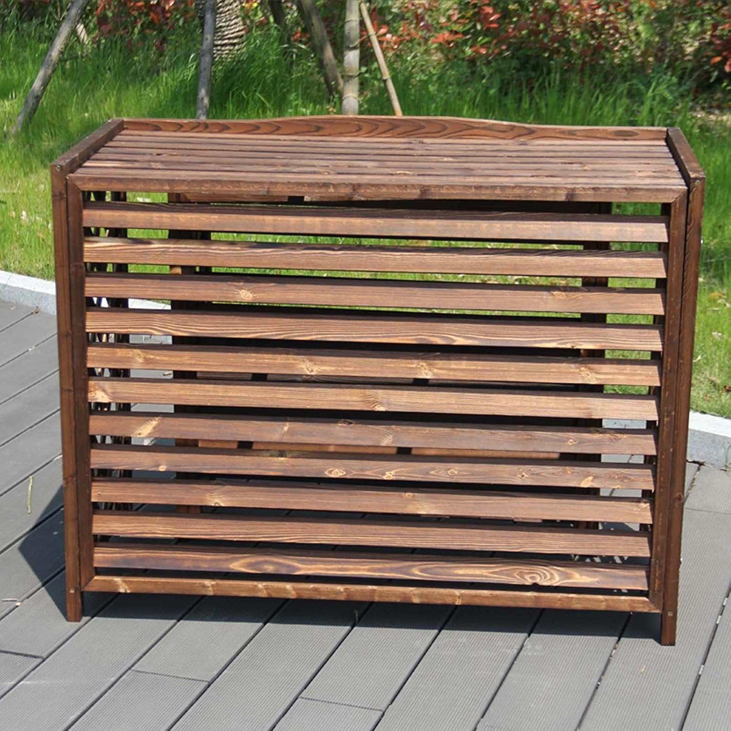 GENERIC Écran De Protection En Bois Pour Climatiseur - Clôture Extérieure En Bois Massif Pour Climatisation, étagère Anti-corrosion Pour Plantes, Rangement Décoratif (taille : 95 X 40 X 89 Cm)