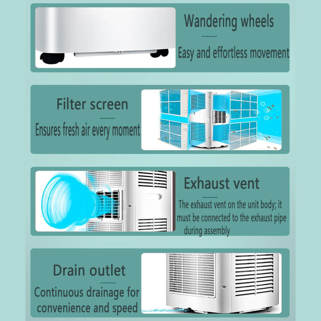  Climatiseur Portable Refroidit Jusqu'à 350 Sq.Ft.Smart Unité De Climatisation Portable Avec Télécommande Unité De Climatisation Silencieuse Avec Ventilateur Frais Et Sec Modes De Sommeil Kits De Fenêt