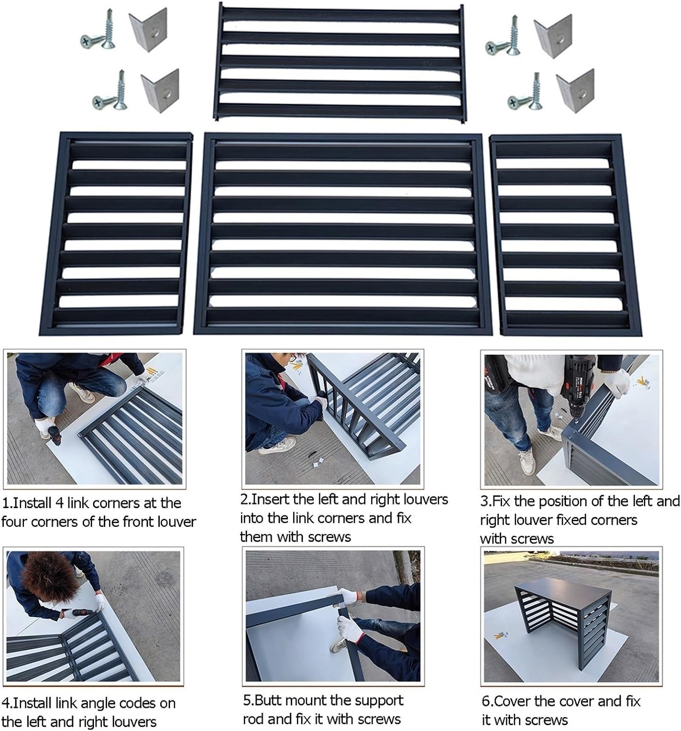 GENERIC Housse En Aluminium Pour Climatiseur Et Clôture D'intimité – Grille De Protection Extérieure Pour Condensateurs Et Pompes à Chaleur – Design Résistant Aux Intempéries