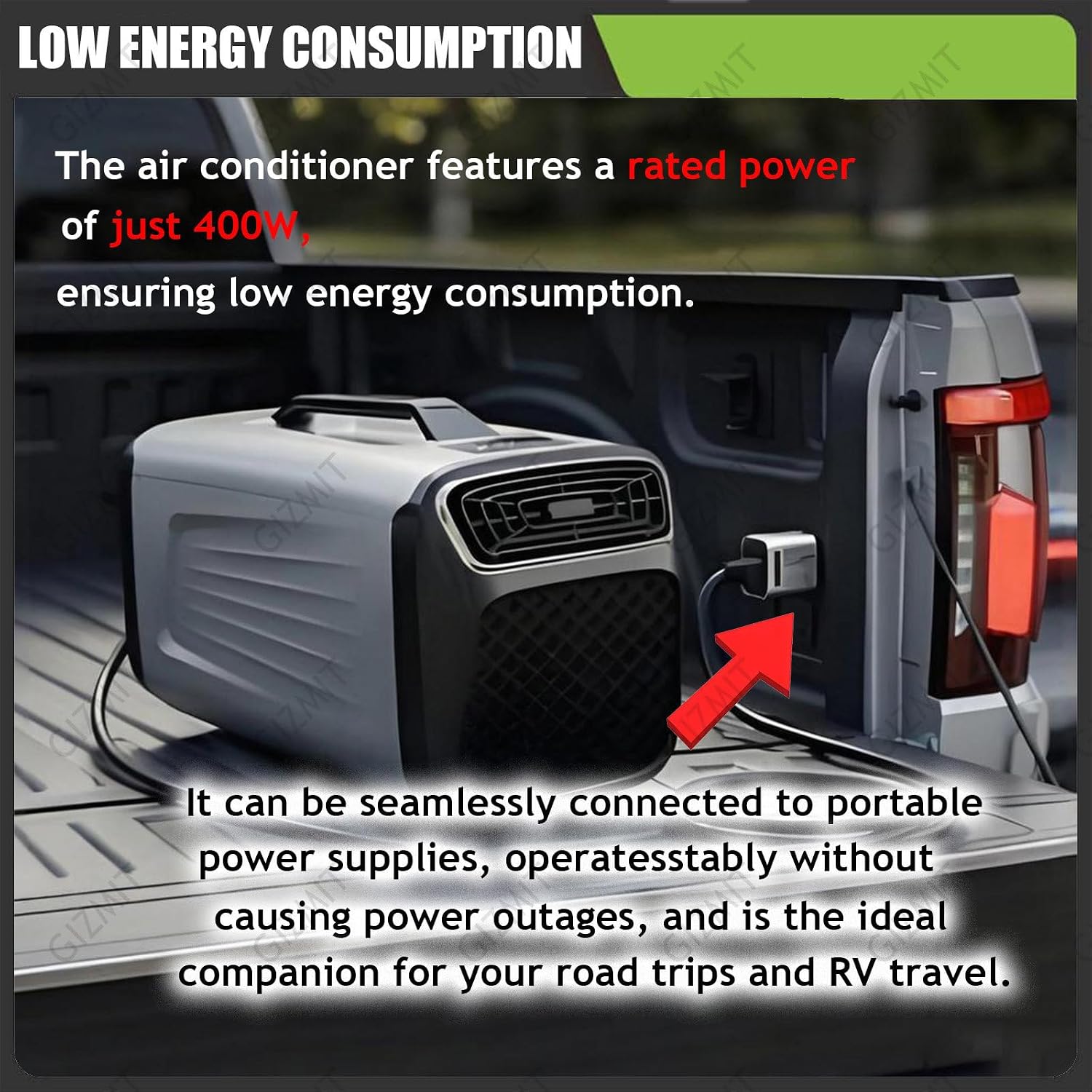  Climatiseur Portable 2 En 1 Pour Camping-Car, 5200 BTU, 400 W, Silencieux, Avec Compresseur, Faible Consommation D'énergie, Idéal Pour Tentes Et Camping-Cars. Fonction Déshumidification Gray