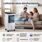  VINGVO Refroidisseur D'air Sans Tuyau D'échappement 10L, Climatiseur Mobile 65W Avec Refroidissement Par Eau, Minuterie Télécommandée à 3 Niveaux, Refroidisseur D'air Pour Chambre De (Prise UE 220V)