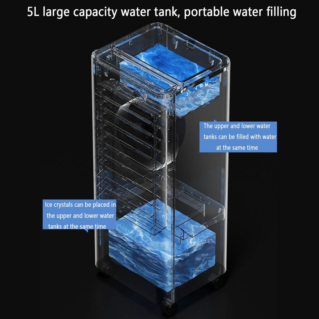 GENERIC Réservoir D'air évaporatif Portable 5L, 3 Modes Et Minuterie 12h, Télécommande, Fonctionnement Silencieux Pour La Chambre à Coucher, Bureau Et Camping, Aucun Tuyau Nécessaire