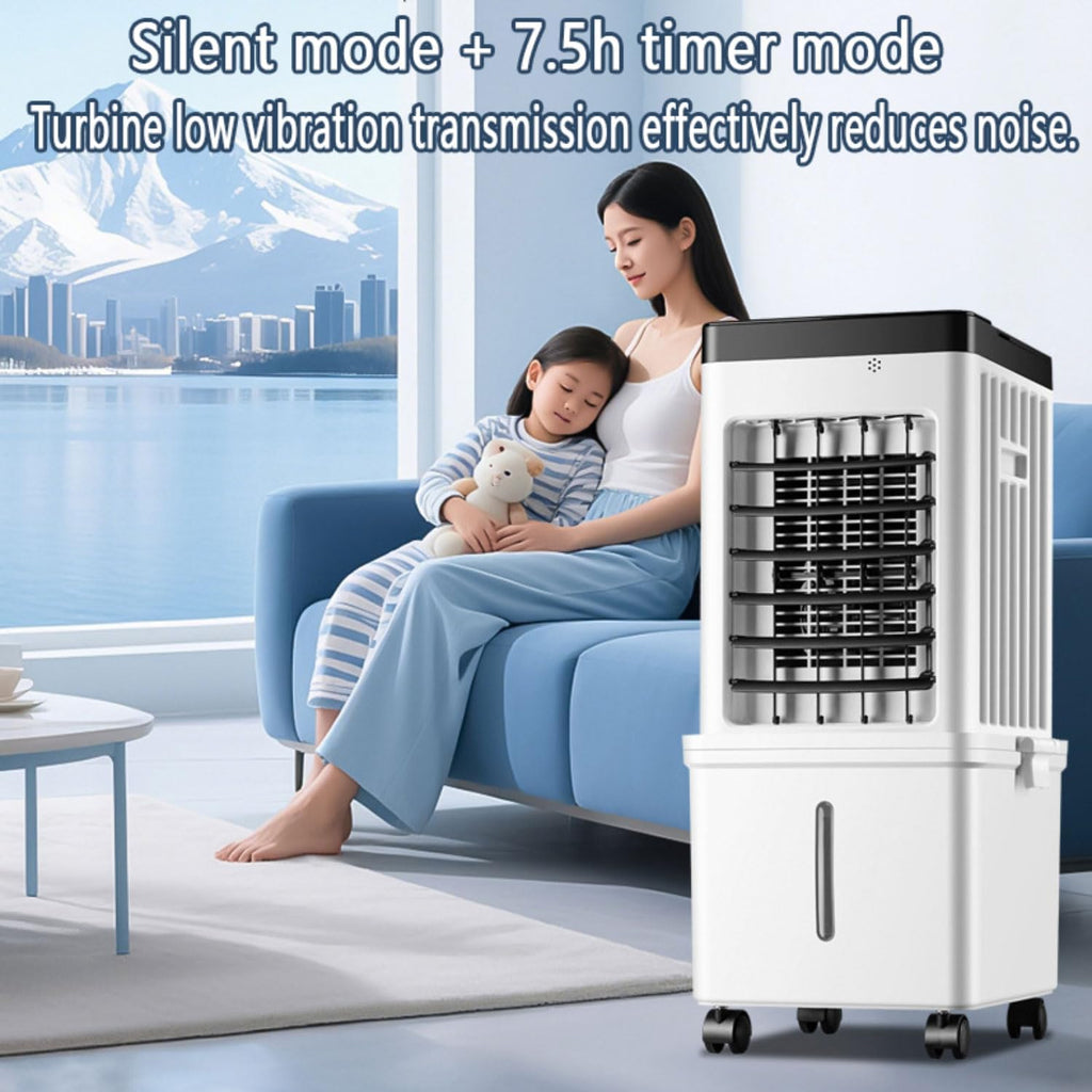 Climatiseur Mobile Sans Évacuation 15L 75W Climatiseur Mobile Silencieux Avec Minuterie De 7.5H 3 Modes 40dB Réservoir D'eau Amovible Télécommande Refroidisseur D'air Climatisation Pour Chambre