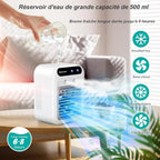  Climatiseur Portable 4 En 1, Mini Climatiseur USB Silencieux Avec Réservoir 500 Ml, Refroidisseur D’Air à Double Vitesse Et Brumisation, Pour Bureau, Chambre, Camping