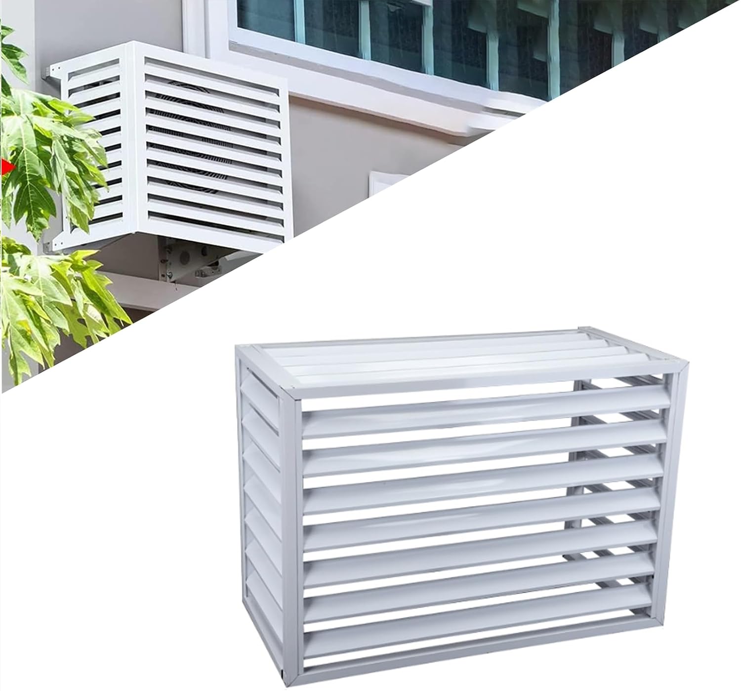  1.5P Climatiseur Mural Aluminium Composite Caisson Anti Bruit Pompe A Chaleur Support Climatiseur Exterieur Cache Clim,Étanche À La Poussière Et À L'eau Pour Intérieur Extérieur Support