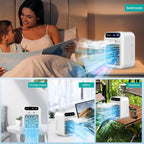  Climatiseur Portable 4 En 1, Mini Climatiseur USB Silencieux Avec Réservoir 500 Ml, Refroidisseur D’Air à Double Vitesse Et Brumisation, Pour Bureau, Chambre, Camping