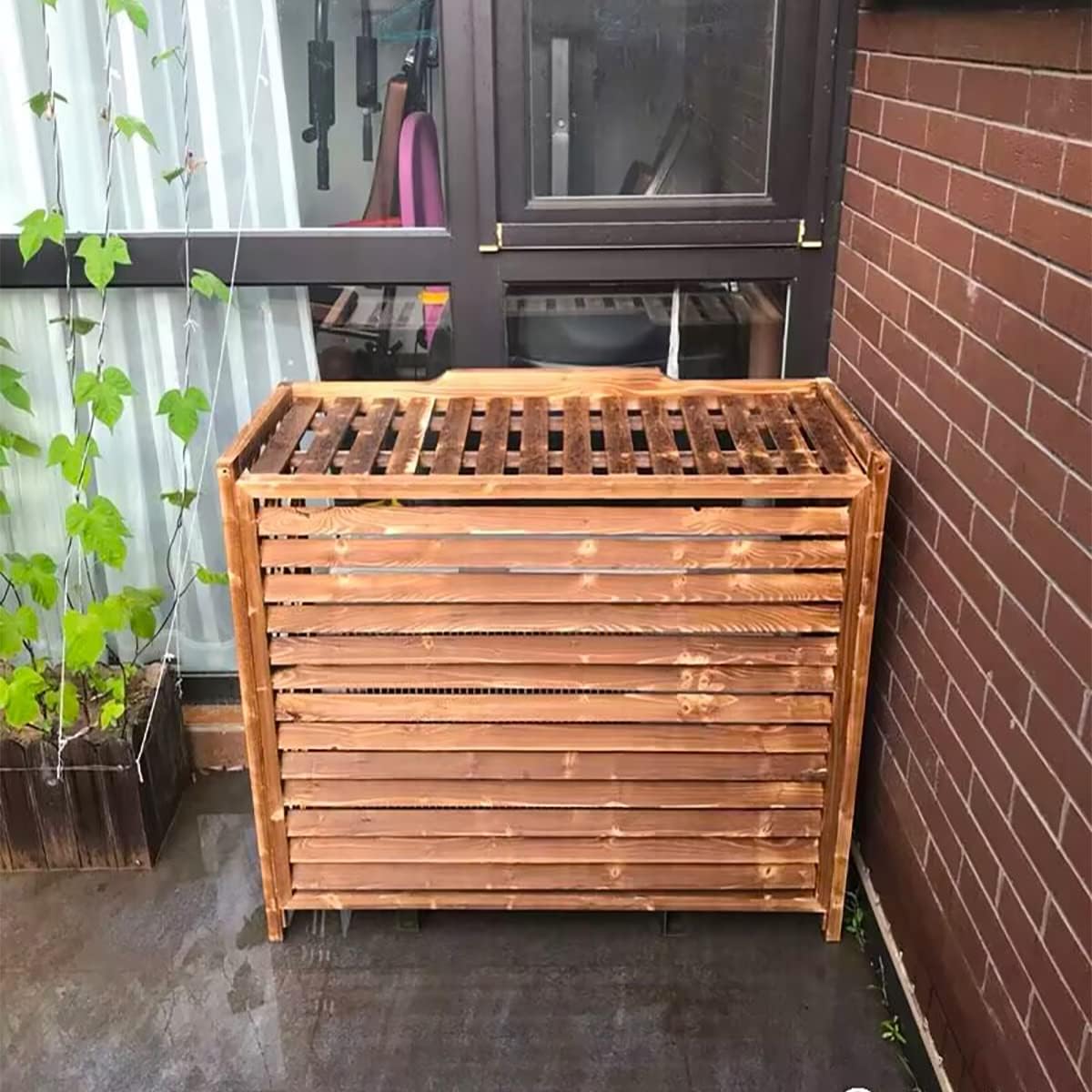  Support De Fleurs En Bois Massif Pour Climatiseur, Stores Décoratifs Pour Climatiseur, Grilles De Protection Pour Climatiseurs Et Pompes à Chaleur.