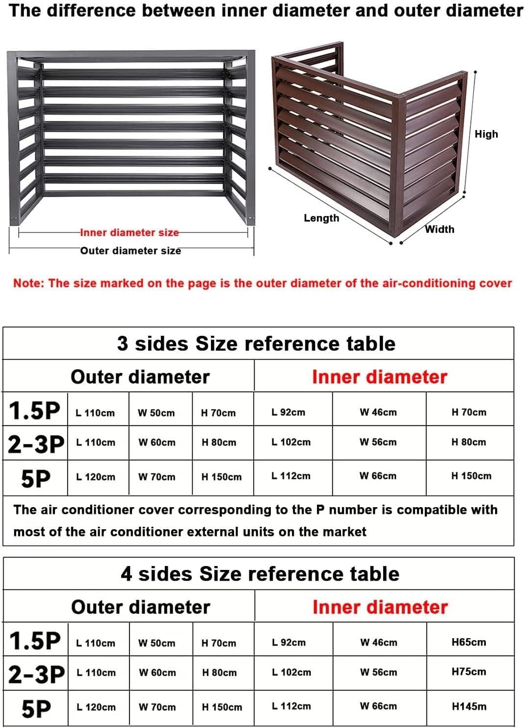 GENERIC Housse En Aluminium Robuste Pour Climatiseur Et Pompe à Chaleur Pour Clôture De Jardin, Poubelle, équipement De Piscine, Design Antivol Décoratif (marron)