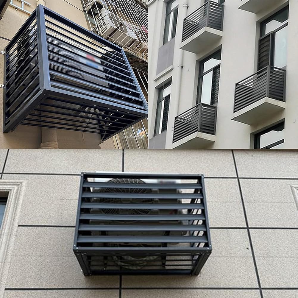 GENERIC Housse Pour Climatiseur Et Pompe à Chaleur, écran De Clôture En Aluminium Avec 3 Panneaux Pour Unités Extérieures Ou Intérieures, 110 X 80 X 60 Cm, Blanc