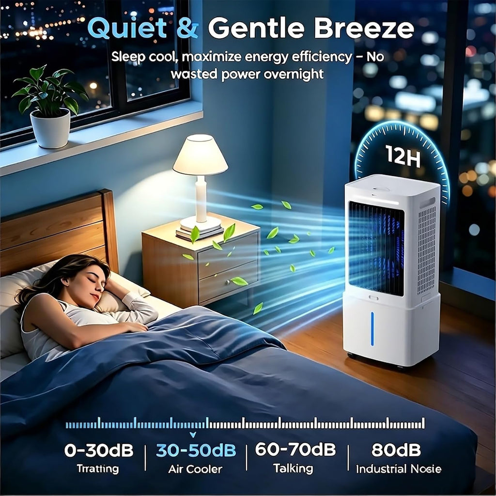  Mini Silencieux Climatiseur Portable 25L, Rafraîchisseur D'Air 3‑en‑1 Avec Télécommande, 3 Vitesses, Minuterie 12 H, Blocs Réfrigérants, Pour La Maison, La Terrasse, Le Garage Et Le Restaurant