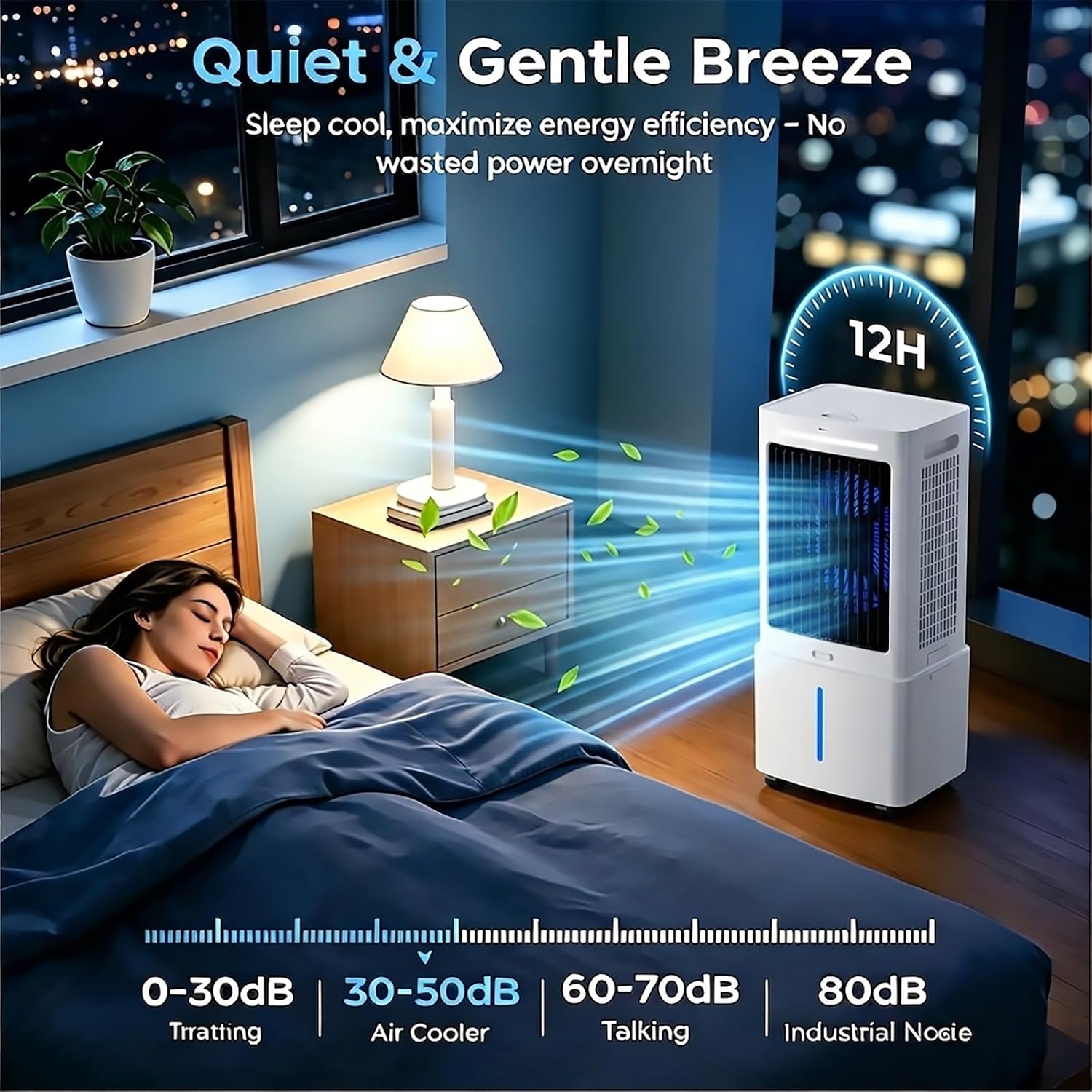  Mini Silencieux Climatiseur Portable 25L, Rafraîchisseur D'Air 3‑en‑1 Avec Télécommande, 3 Vitesses, Minuterie 12 H, Blocs Réfrigérants, Pour La Maison, La Terrasse, Le Garage Et Le Restaurant