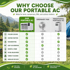  Climatiseur Portable 1876 Btu Pour Tentes,280W,Déshumidificateur,Rafraîchisseur D'air Avec Minuterie Et Télécommande Pour Tentes 1 À 3 Personnes,Camping En Camion Et Camping-Cars AC+1.8M