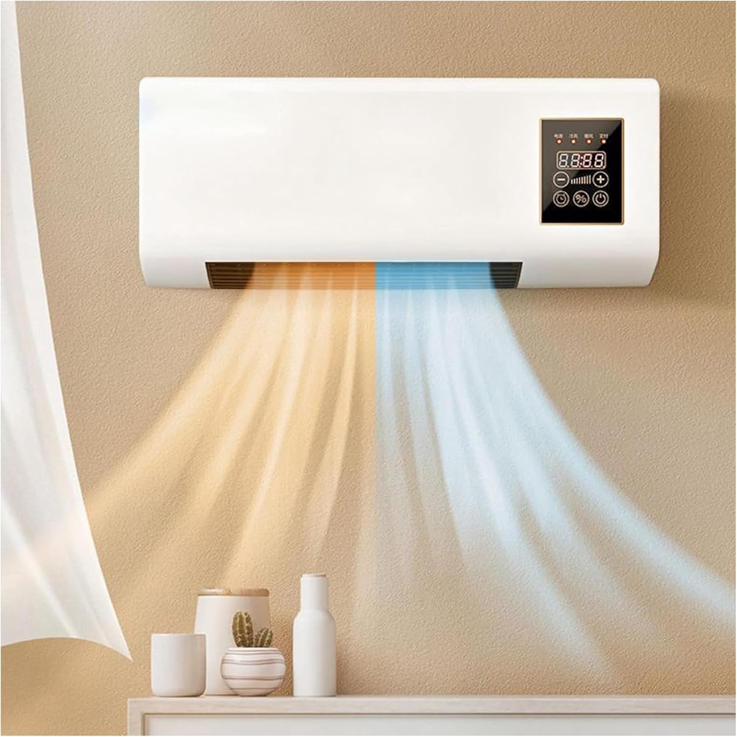  Ventilateur Sans Conduits D'air, Unité De Climatisation Murale Avec Télécommande, 2000 W Refroidissement Et Chauffage Pour Chambre À Courir Et Salon, Mini Split Silencieux Système Pour