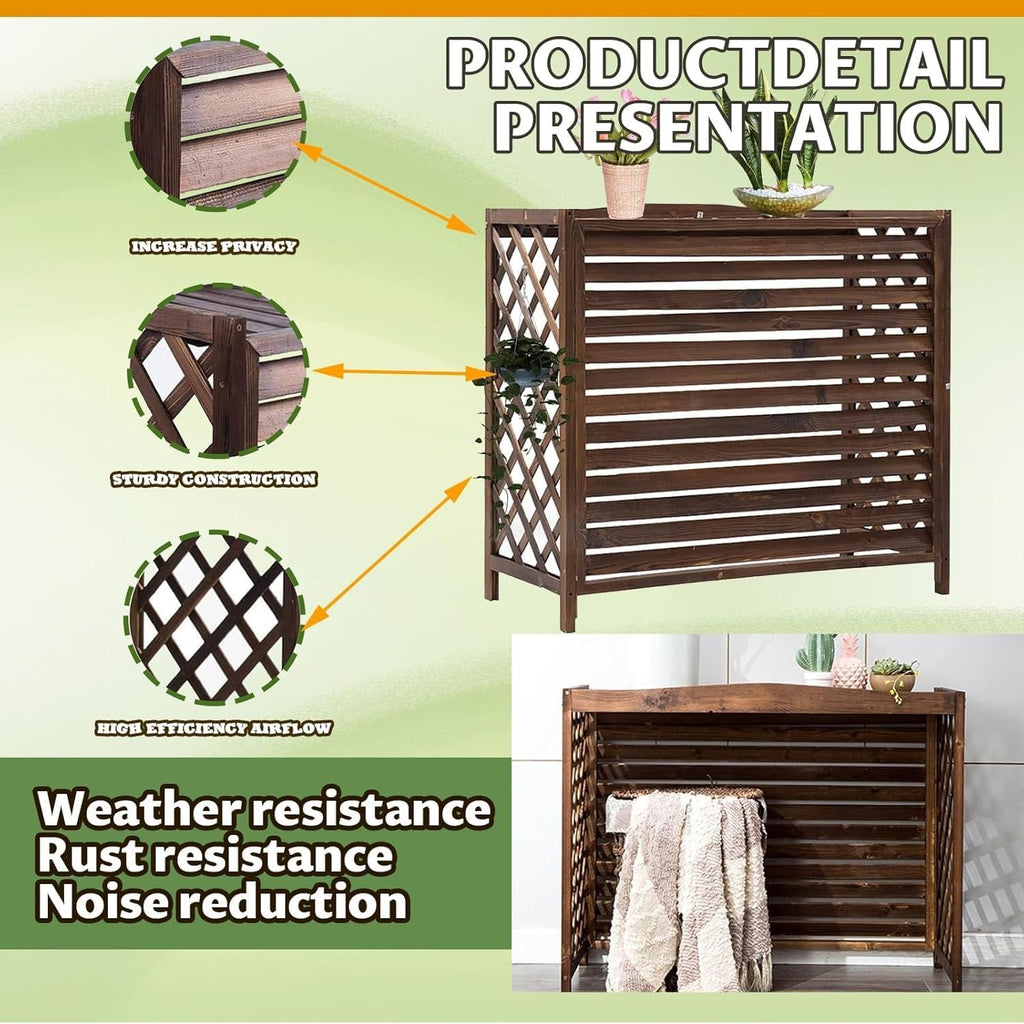 GENERIC Support De Séparation En Bois Pour Climatiseur Extérieur (96 X 40 X 89 Cm) – Housse élégante Résistante Aux Intempéries Pour Améliorer L'esthétique Et La Protection De La Maison.