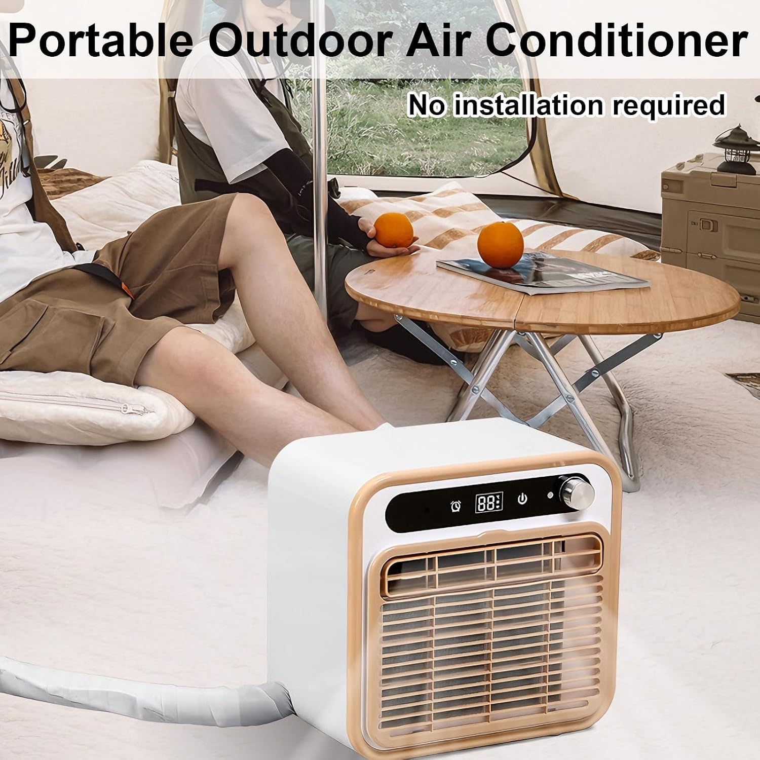 GENERIC Climatiseur Split Portable, Unité De Climatisation 5000 BTU Avec Wi-Fi Et Télécommande - Refroidissement Silencieux 40dB, Débit D’Air 130m³/h, Minuterie 12H Pour Camping-Car, Caravane, Campin 2m-Pipe