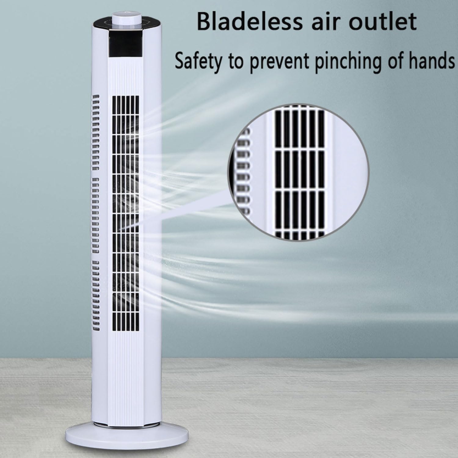 GENERIC Ventilateur De Tour Portable Avec Télécommande, 60° Circulateur D'air Oscillant, Ventilateur De Refroidissement Silencieux Pour Le Bureau à Domicile, Affichage LED, 3 Vitesses, Minuterie 12H, Concepti