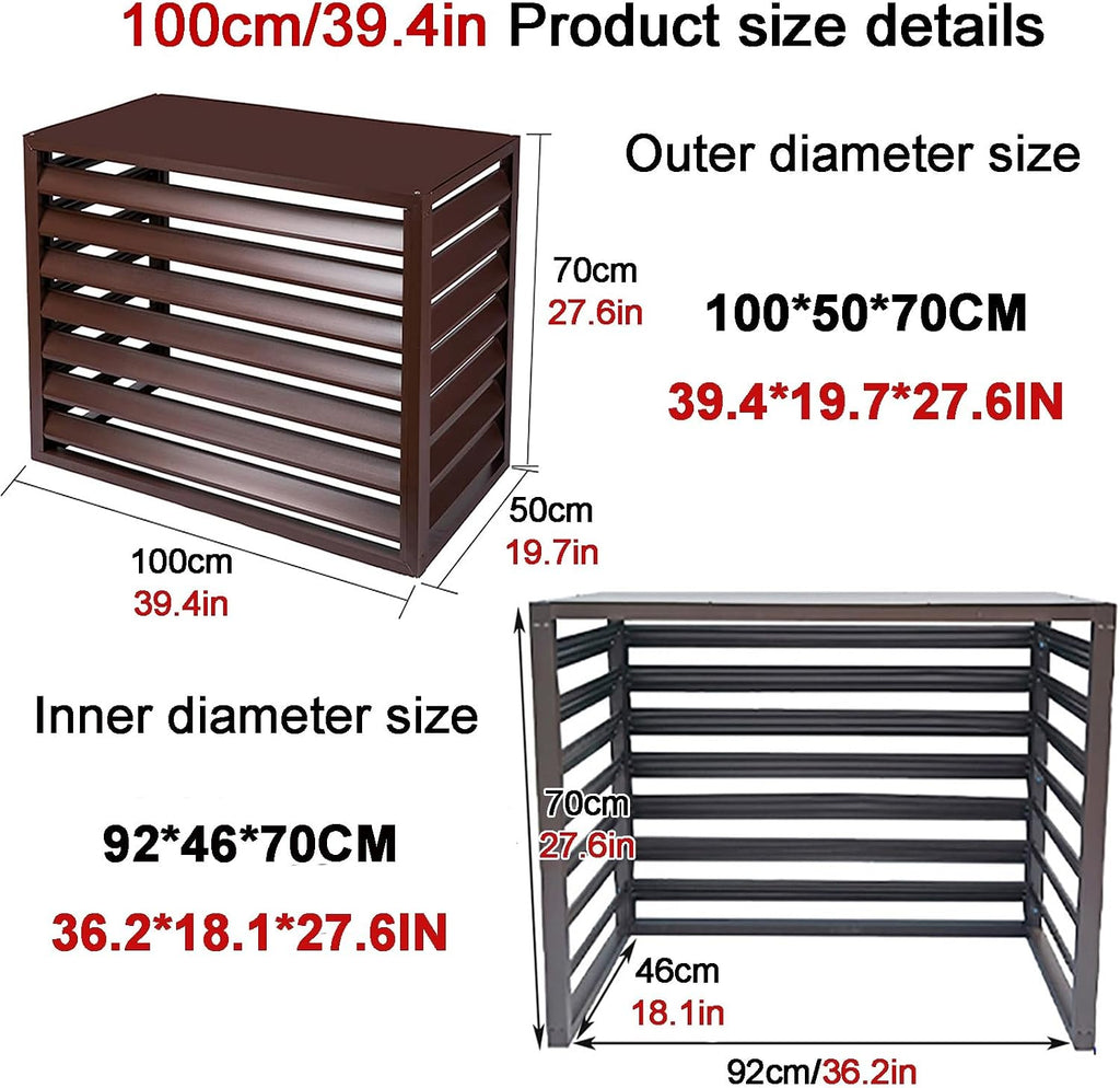  Housse De Protection En Aluminium Pour Climatiseur Et Pompe à Chaleur, Résistante Aux Intempéries, Blanc Et Gris, Taille 100 – Idéal Pour Toutes Les Saisons