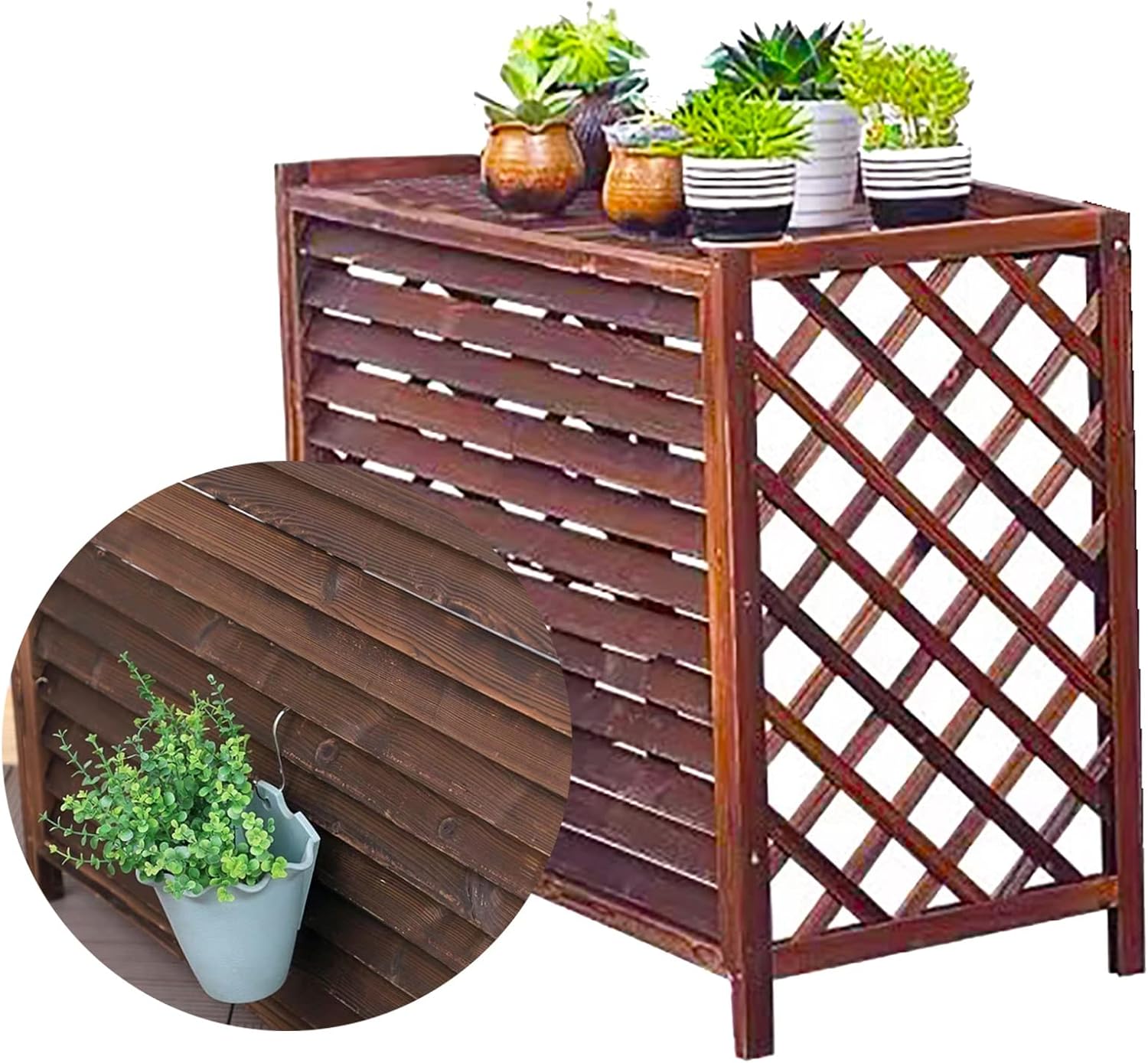  Housse De Climatiseur En Bois Pour Extérieur, Volets Décoratifs Et Grilles De Protection, Support De Fleur Pour Unité AC, Clôture Résistante Aux Intempéries (taille : 105 X 47 X 100 Cm)