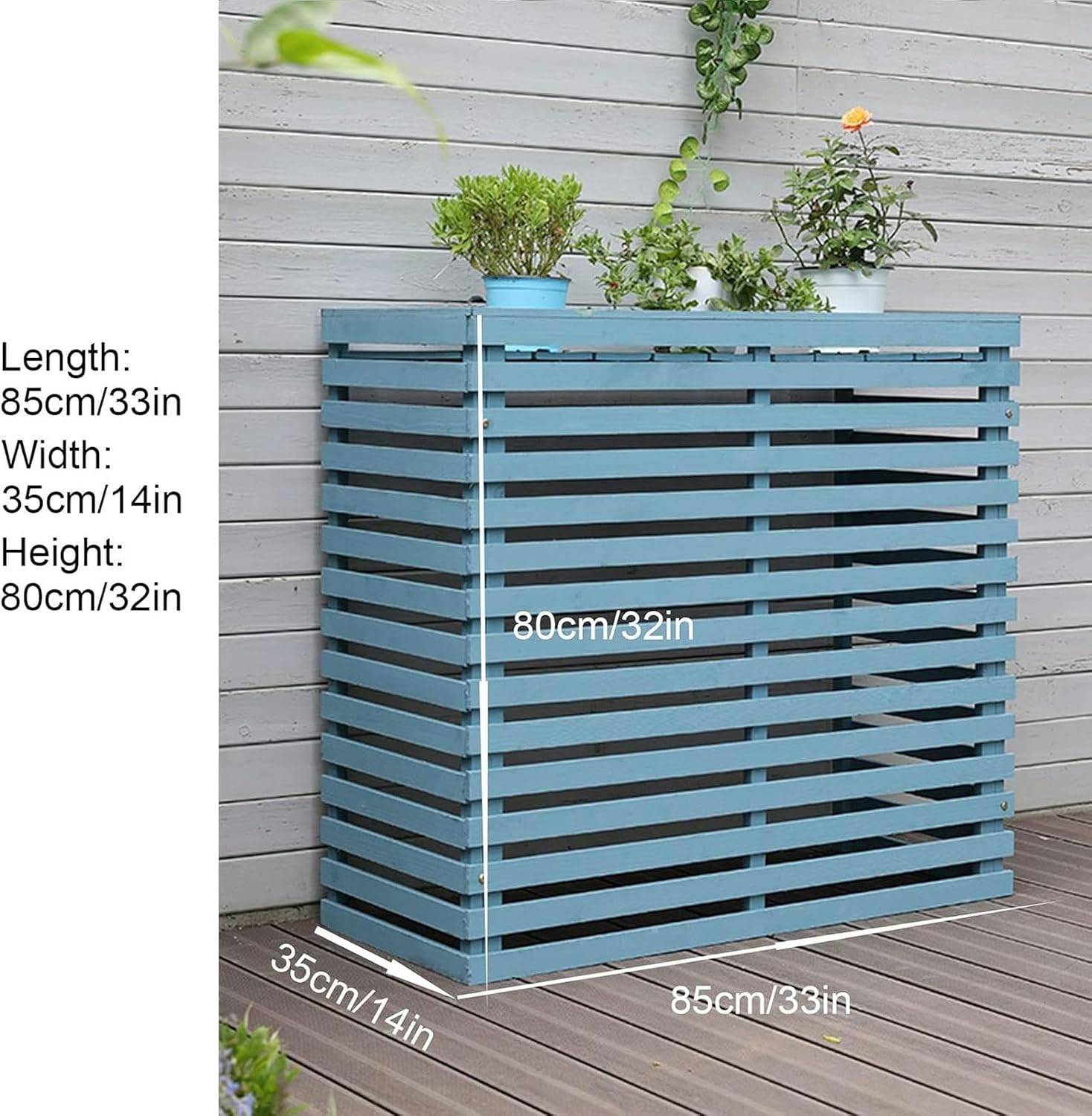  Housse De Protection Pour Climatiseur Extérieur - Design En Bois Pour Dissimuler Les Unités Extérieures - Clôture Résistante Aux Intempéries Pour Climatiseur, Idéale Pour Les Jardins Et Les Terrasses
