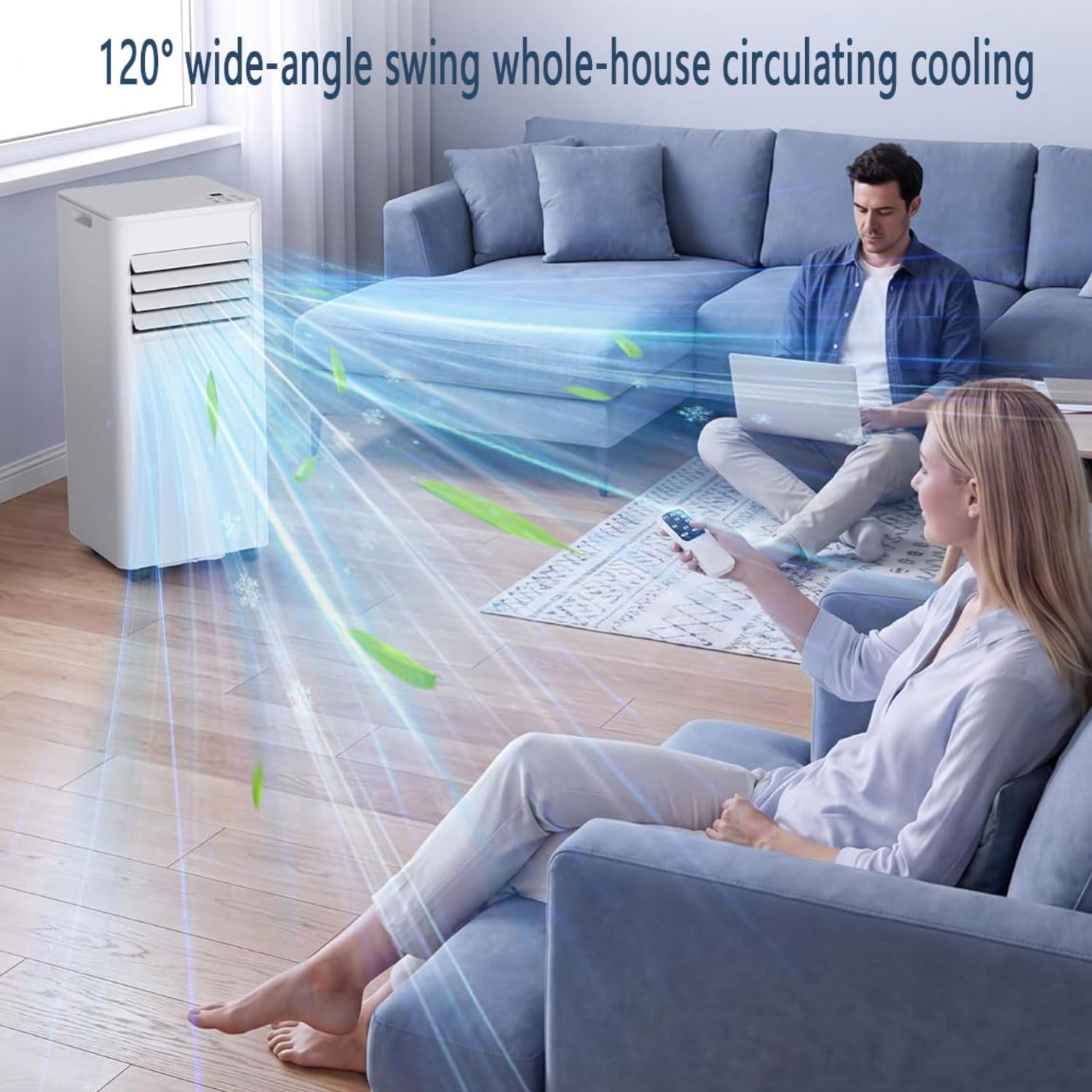  Climatiseur Portable Silencieux Smart Portable AC Avec Déshumidificateur De Refroidissement Intégré Et Modes Ventilateur Pour La Pièce Jusqu'à 350 Sq.ft Conditioner Télécommande 24 Heures Minuterie, K