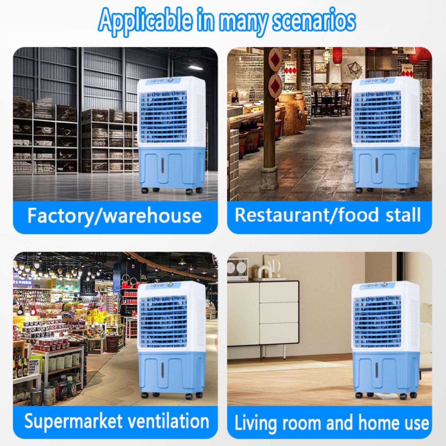 GENERIC Refroidisseur D'air évaporatif 3 En 1, Ventilateur Portable De Réservoir De 40L Avec écran LED, 3 Vitesses, Oscillation à 120 °, Fonctionnement Silencieux Pour Le Bureau à Domicile, Solution De Refroi