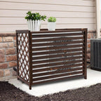  Housse De Climatiseur En Bois - Écran Décoratif Imperméable Pour Climatiseurs Et Pompes à Chaleur 115 X 54 X 95 Cm Marron Antirouille Résistant à La Corrosion Support Pou