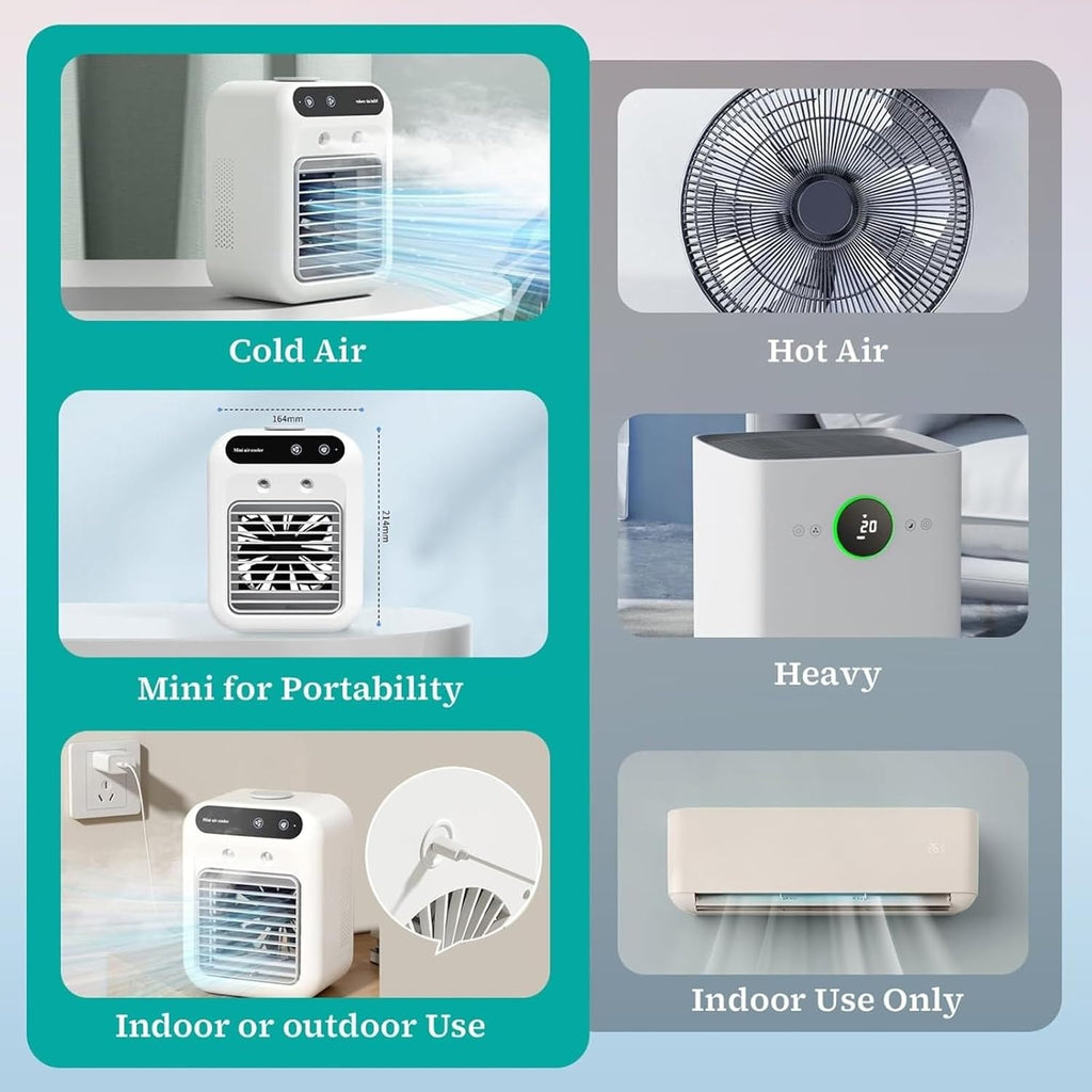  Climatiseur Portable, Ventilateur Refroidisseur D'air Silencieux Portable, Refroidisseur D'air 500 Ml, Ventilateur De Refroidissement De Bureau 3 En 1 Pour Chambre, Bureau, Dortoir étudiant