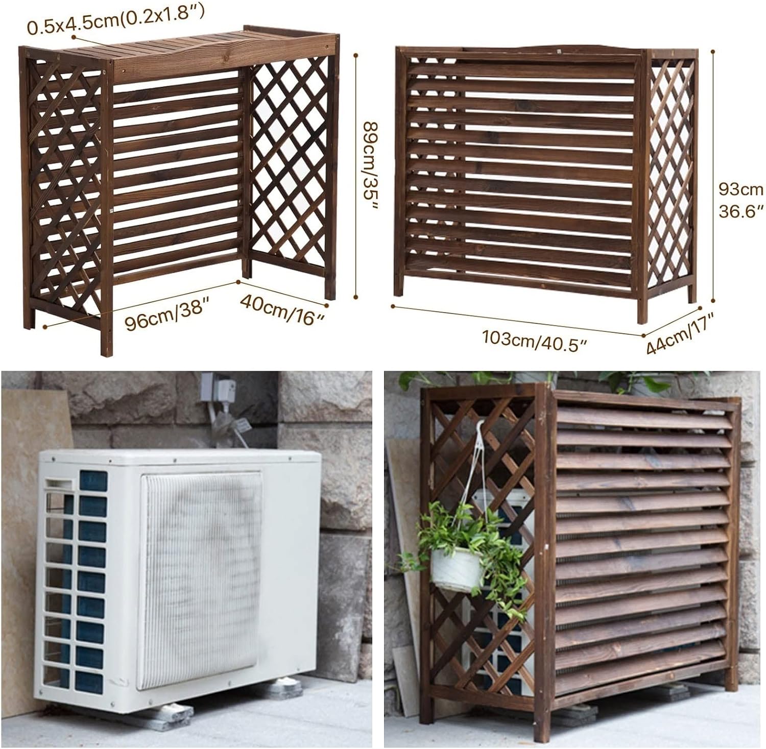 GENERIC Housse De Protection Pour Climatiseur Extérieur Et Pompe à Chaleur – Séparateur De Clôture En Bois Massif, Boîtier De Poubelle, Support De Fleur, Grilles De Protection Pour Unités AC, Taille Unique