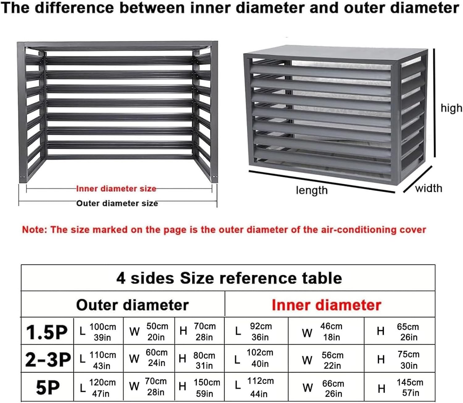 GENERIC Housse En Aluminium à 4 Panneaux Pour Climatiseur D'extérieur Et Poubelle Blanc 110 X 60 X 80 Cm