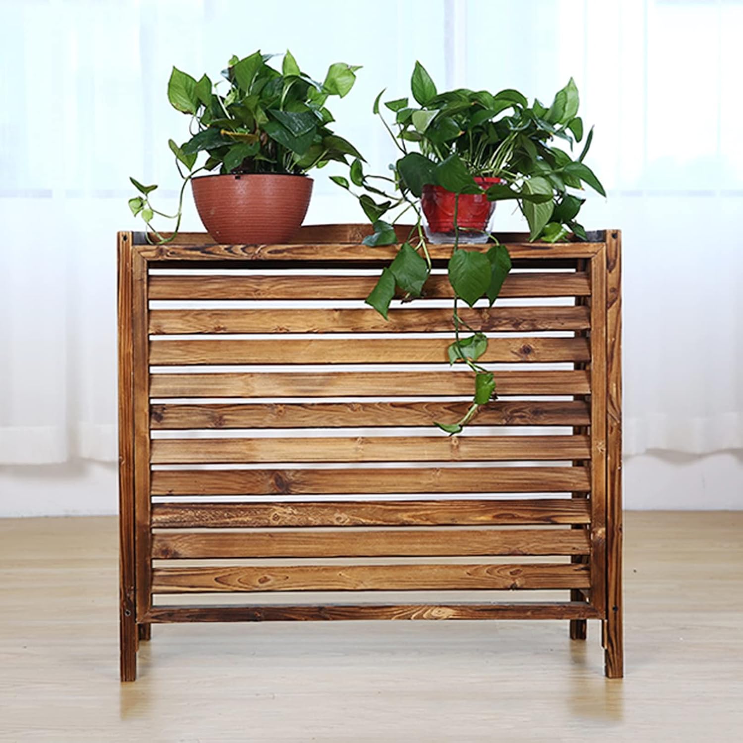 GENERIC Housse De Protection Pour Climatiseur Extérieur Et Pompe à Chaleur – Séparateur De Clôture En Bois Massif, Boîtier De Poubelle, Support De Fleur, Grilles De Protection Pour Unités AC, Taille Unique