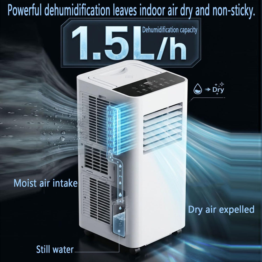  7000 BTU Climatiseurs Portables Avec Télécommande Silencieuse Smart AC Unit Pour Grande Pièce Jusqu'à 300 Sq.Ft Avec Ventilateur De Déshumidificateur De Refroidissement Rapide Silencieux 30dB Mode De
