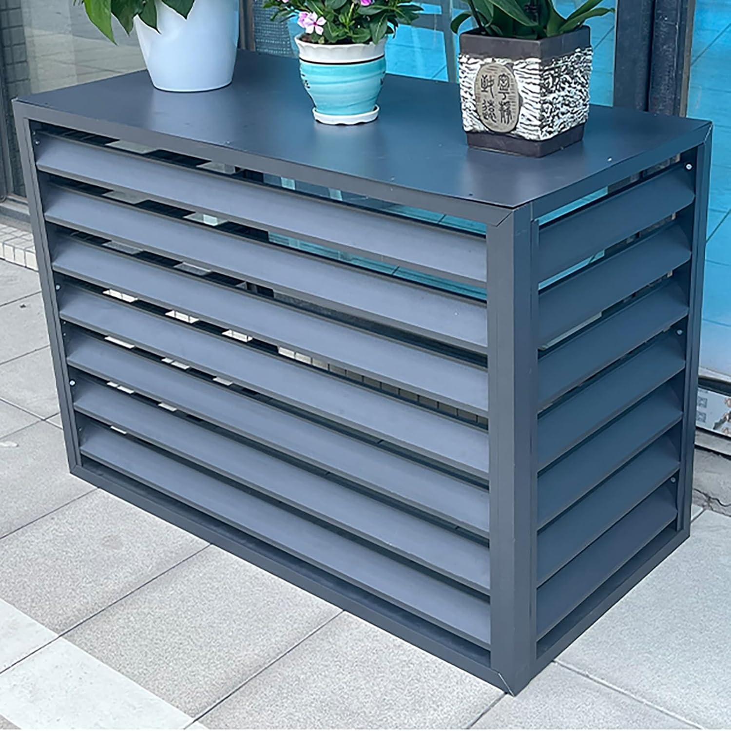 GENERIC Housse De Protection Pour Climatiseur Extérieur Toutes Saisons - Autonome En Aluminium - Support De Fleurs Polyvalent