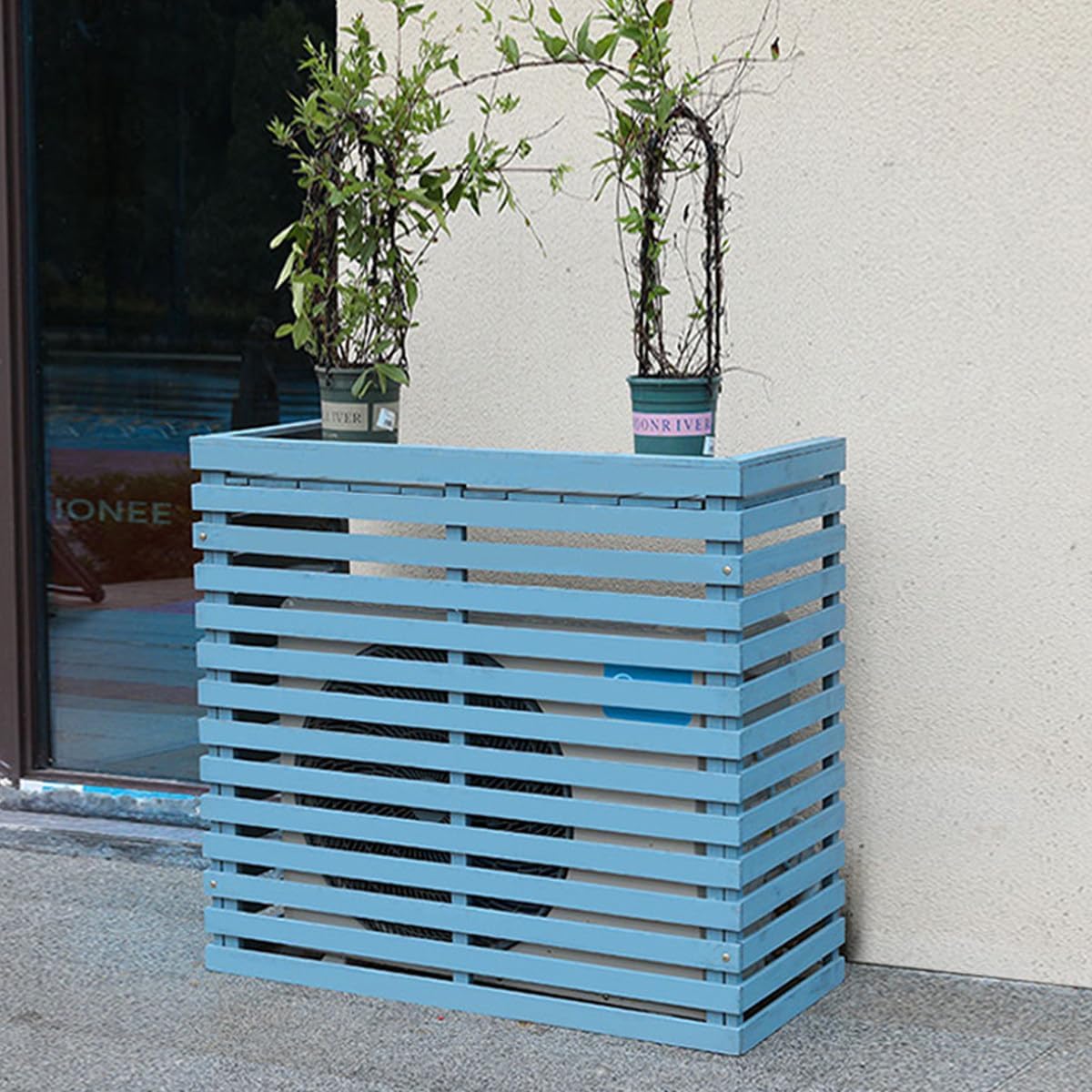GENERIC Housse En Bois Pour Climatiseur D'extérieur – Capot à Persiennes Pour Unités De Climatisation En Bois Massif Et Support De Fleurs Et Taille élégante B-105 X 45 X 95 Cm – Design Résistant Aux