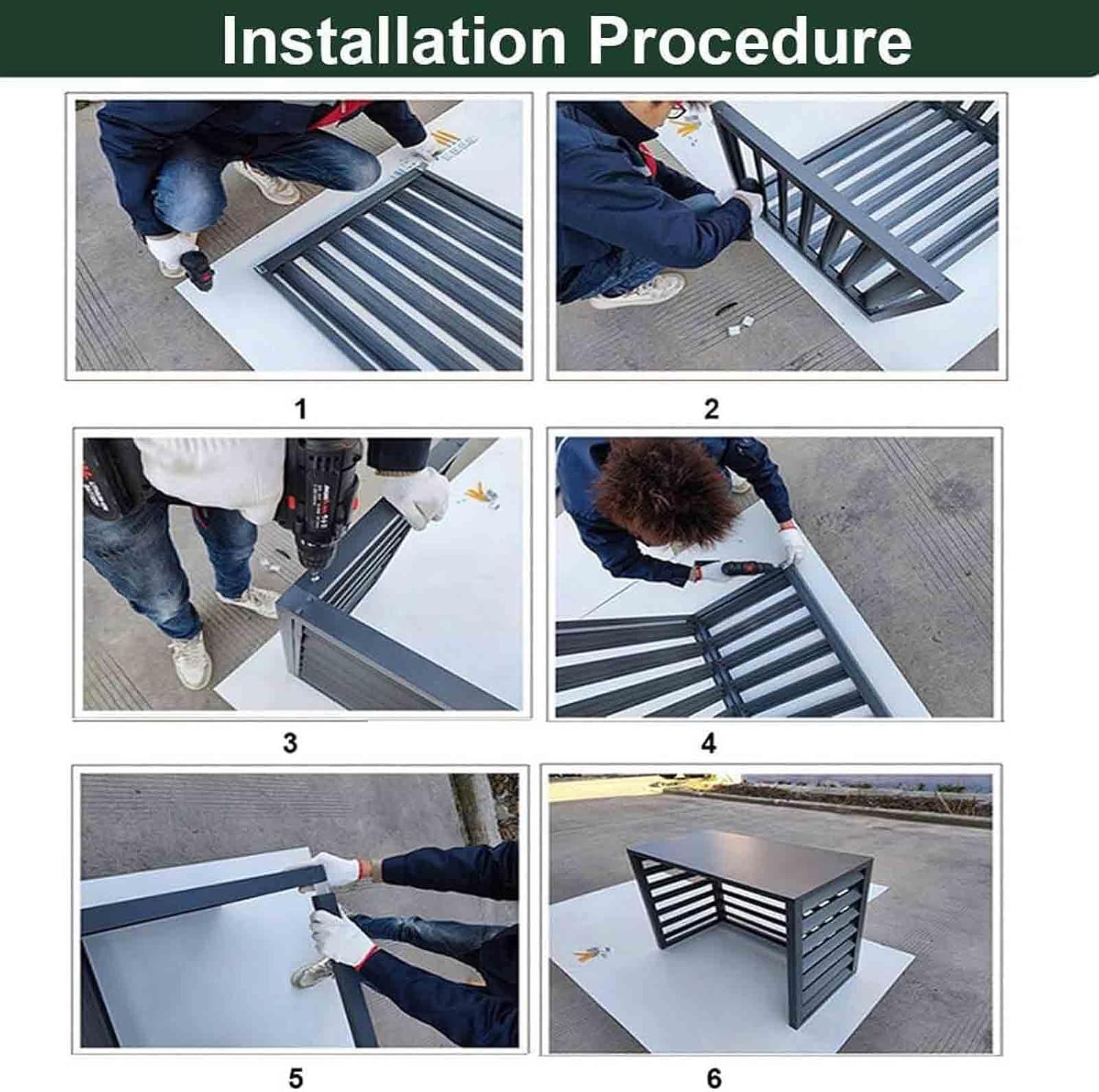 GENERIC Housse De Protection Pour Climatiseur Extérieur, Housse De Pompe à Chaleur En Aluminium Résistant Aux Intempéries, écran De Protection De L'intimité, Réduction Du Bruit, Protection Extérieure