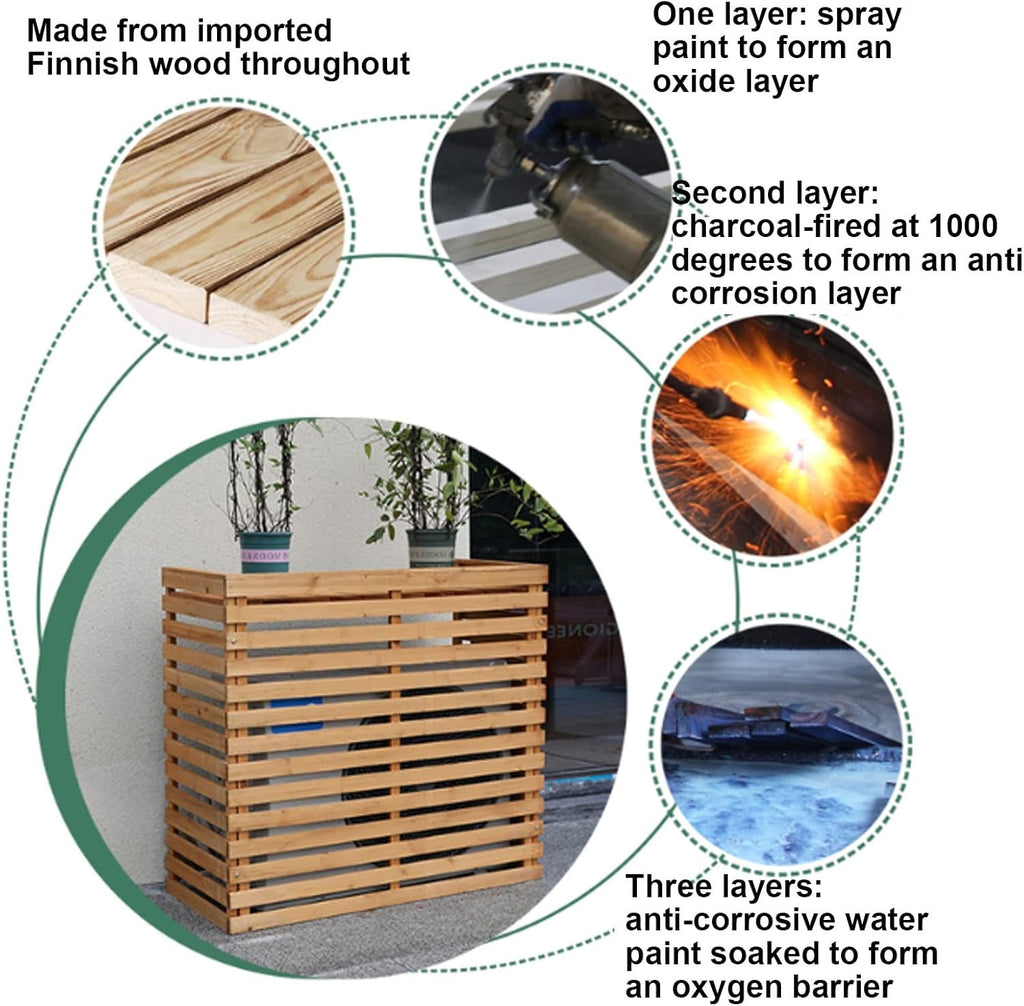  Housse De Protection Extérieure En Bois Pour Climatiseurs Et Pompes à Chaleur, Design élégant Pour Dissimuler Les Unités Et Résistant Aux Intempéries, Idéale Pour Les Terrasses Et Les Jardins
