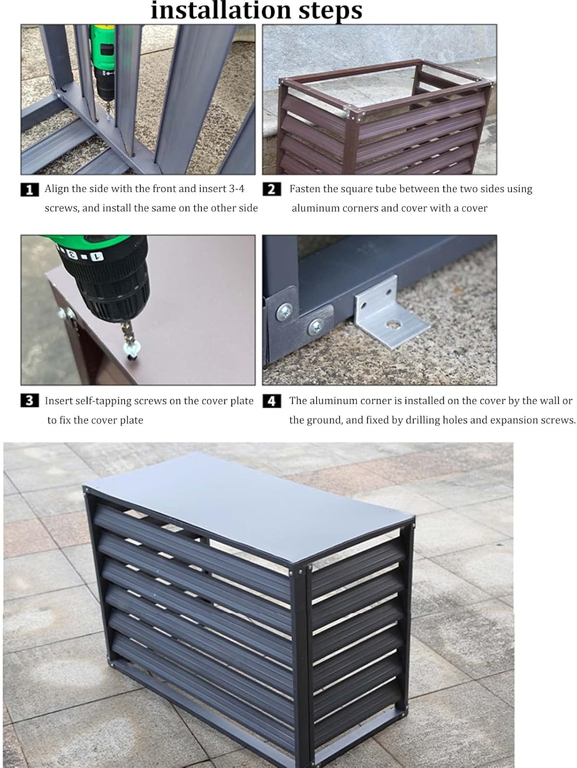  Housse De Climatiseur D'extérieur En Aluminium Résistant Aux Intempéries – Bouclier Décoratif Pour Unités AC Et Poubelles – Protection Pour équipement Et Unités D'extérieur