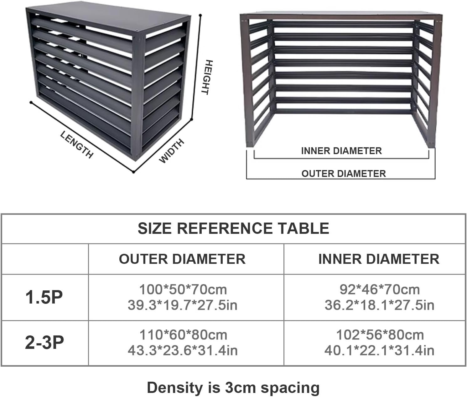 GENERIC Housse En Aluminium Pour Climatiseur Avec Bouclier De Pompe à Chaleur - Protection Extérieure - Résistante Aux Intempéries - Marron - 110 X 60 X 80 Cm - Durable Et Résistante Aux UV
