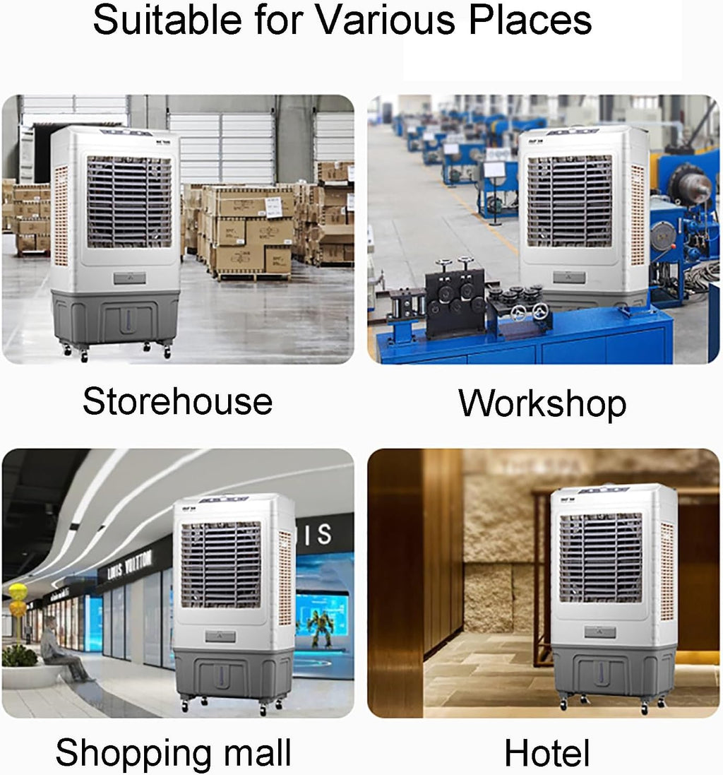  Ventilateur Refroidisseur D'air Par évaporation Commercial, Refroidisseur D'air Portable à 3 Vitesses Avec Oscillation à 120°, Climatiseur 3 En 1, Grand Réservoir D'eau P