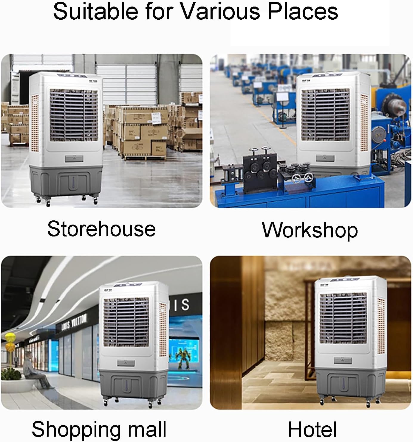 GENERIC Refroidisseur D'air évaporatif Portable, Ventilateur à 3 Vitesses Avec Oscillation à 120 °, Réservoir 55L Pour Les Bureaux à Domicile, Fonctionnement Silencieux, Mobilité Facile, Solution De Refroidis