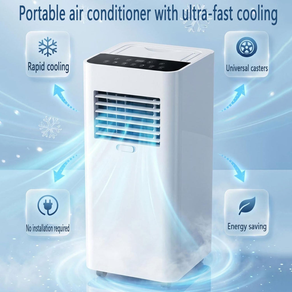  7000 BTU Climatiseurs Portables Avec Télécommande Silencieuse Smart AC Unit Pour Grande Pièce Jusqu'à 300 Sq.Ft Avec Ventilateur De Déshumidificateur De Refroidissement Rapide Silencieux 30dB Mode De