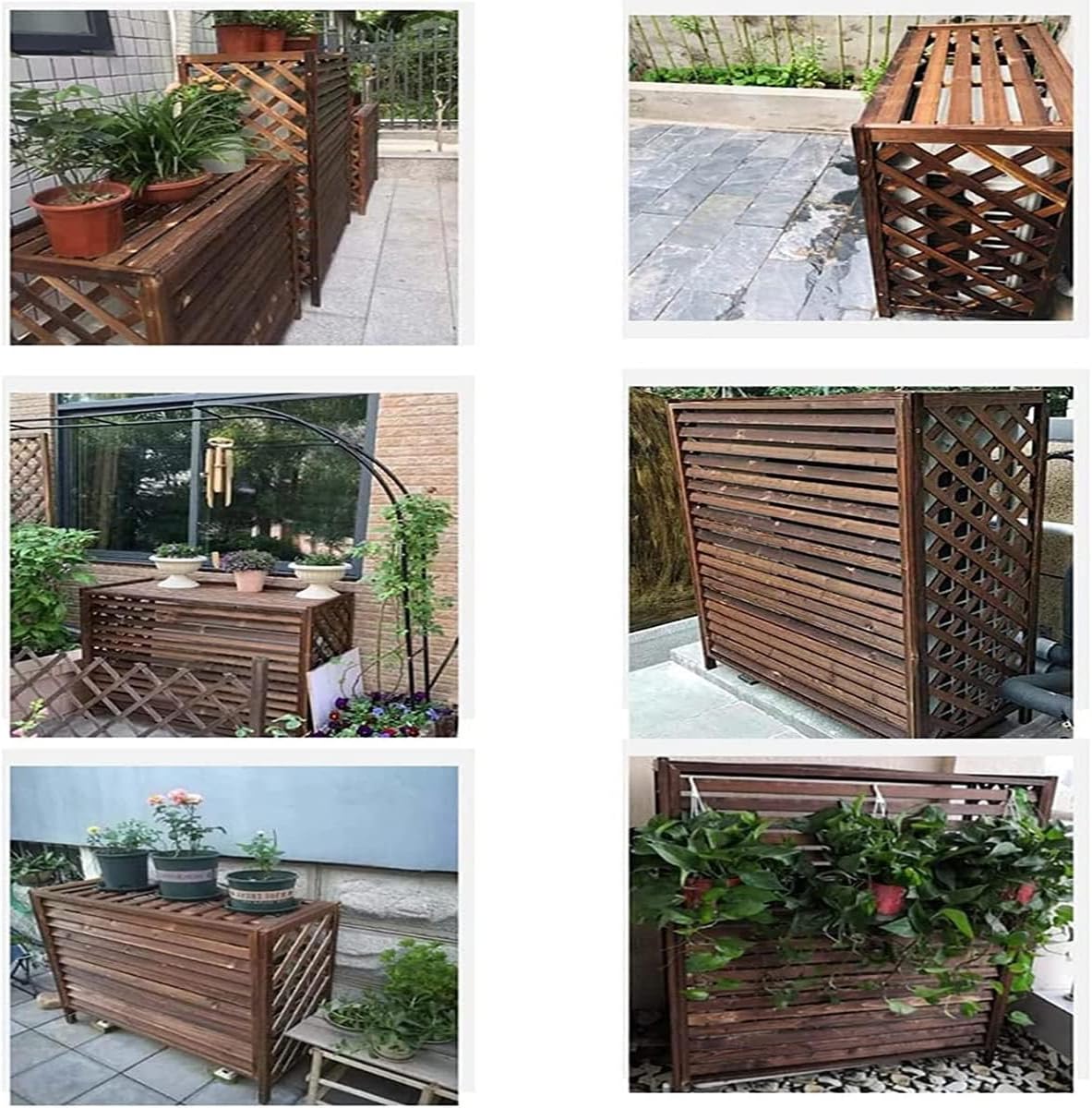  Clôture De Confidentialité Pour Climatiseur Extérieur, Protection Pour Pompes à Chaleur En Bois De Jardin, Support De Fleurs En Bois Massif Résistant Aux Intempéries, Ins