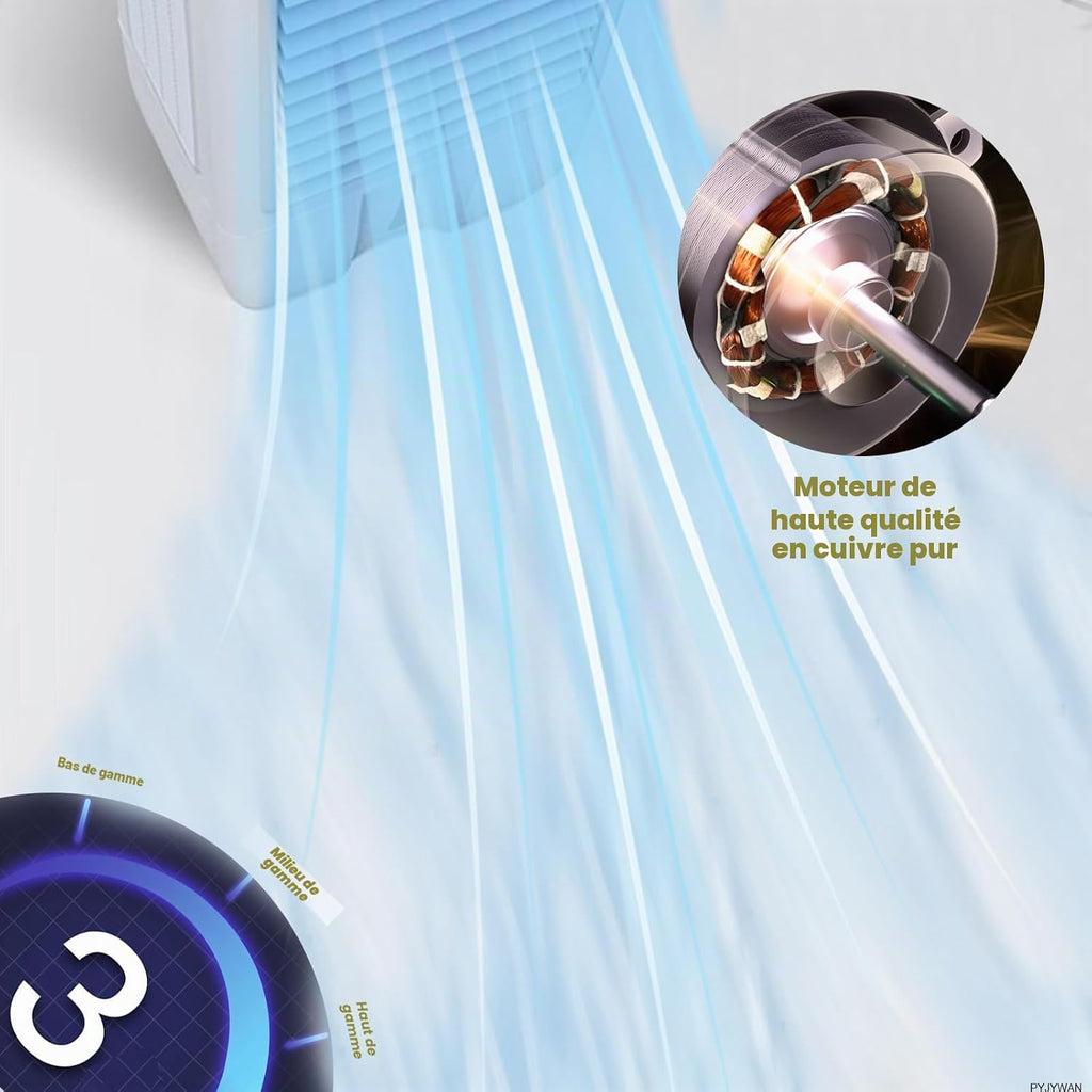 GENERIC Ventilateur De Climatiseur Portable – Refroidisseur D'air Purifie Et Humidifie, Unité De Refroidissement Personnelle Avec Minuterie Et Grand Réservoir D'eau – Idéal Pour Chambre, Bureau, Dortoir