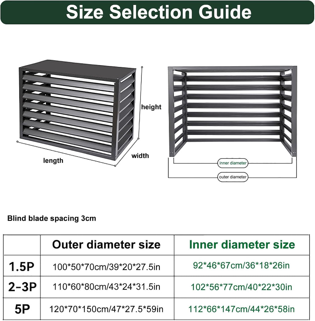  Housse De Protection En Aluminium Pour Climatiseur Extérieur - Pour Pompes à Chaleur 1,5P/2 ~ 3P/5P - Résistante Aux Intempéries - Protection En Feuille Pour Unités Extérieures (blanc, 110 X 60 X 80