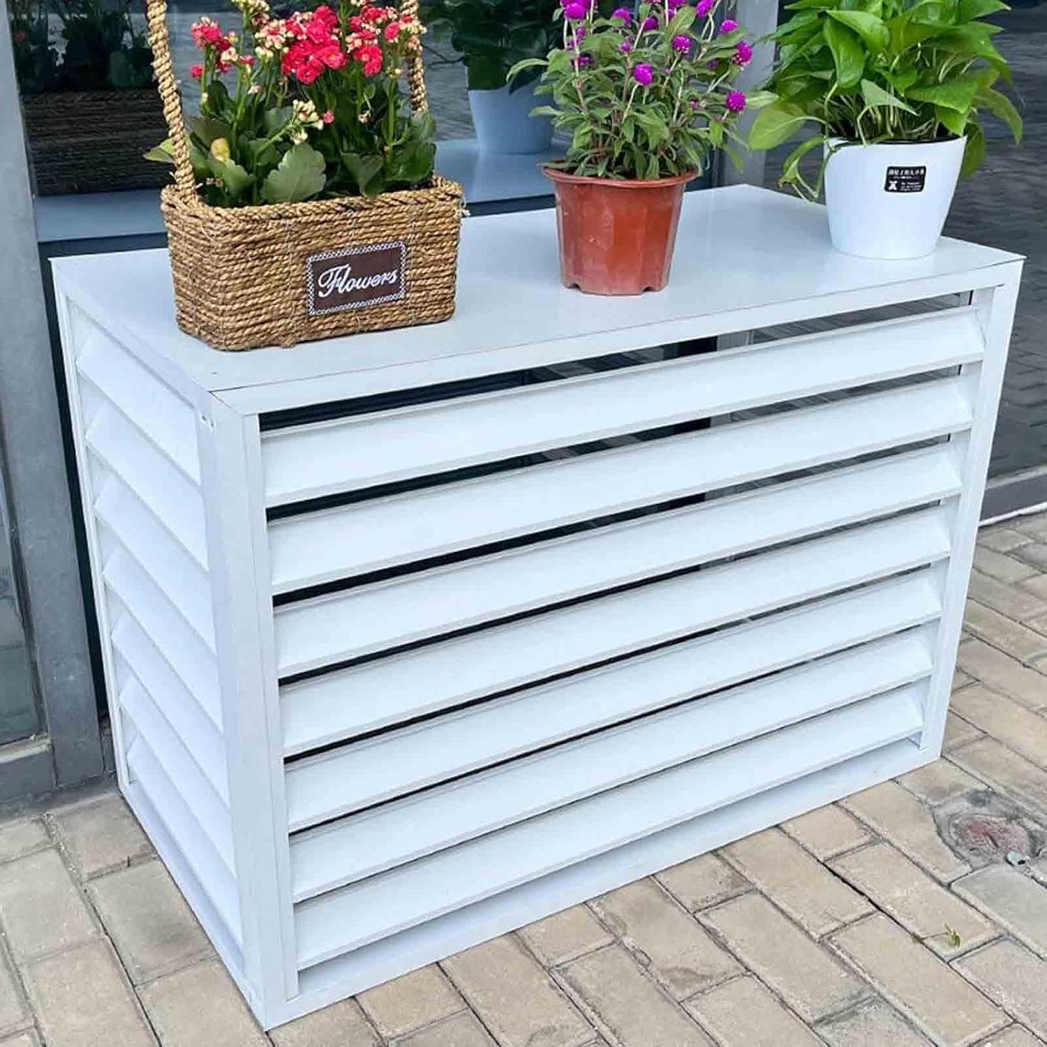 GENERIC Housse En Aluminium Résistant Aux Intempéries Pour Climatiseur - Protection Extérieure - Décoration - Réduction Du Bruit - Boîte De Pompe à Chaleur - Abri Pour Unité De Climatisation