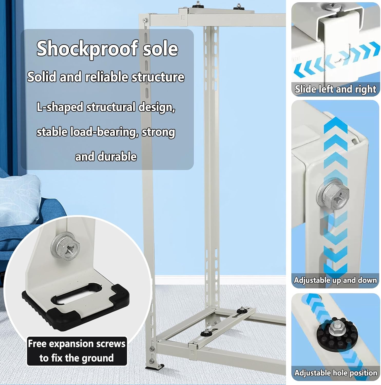  Support De Montage Au Sol À Double Couche For Mini Climatiseur Split, Anti-Vibration CA Support De Montage Au Sol For Unité Extérieure Tailles Ajustables-900×900×500mm