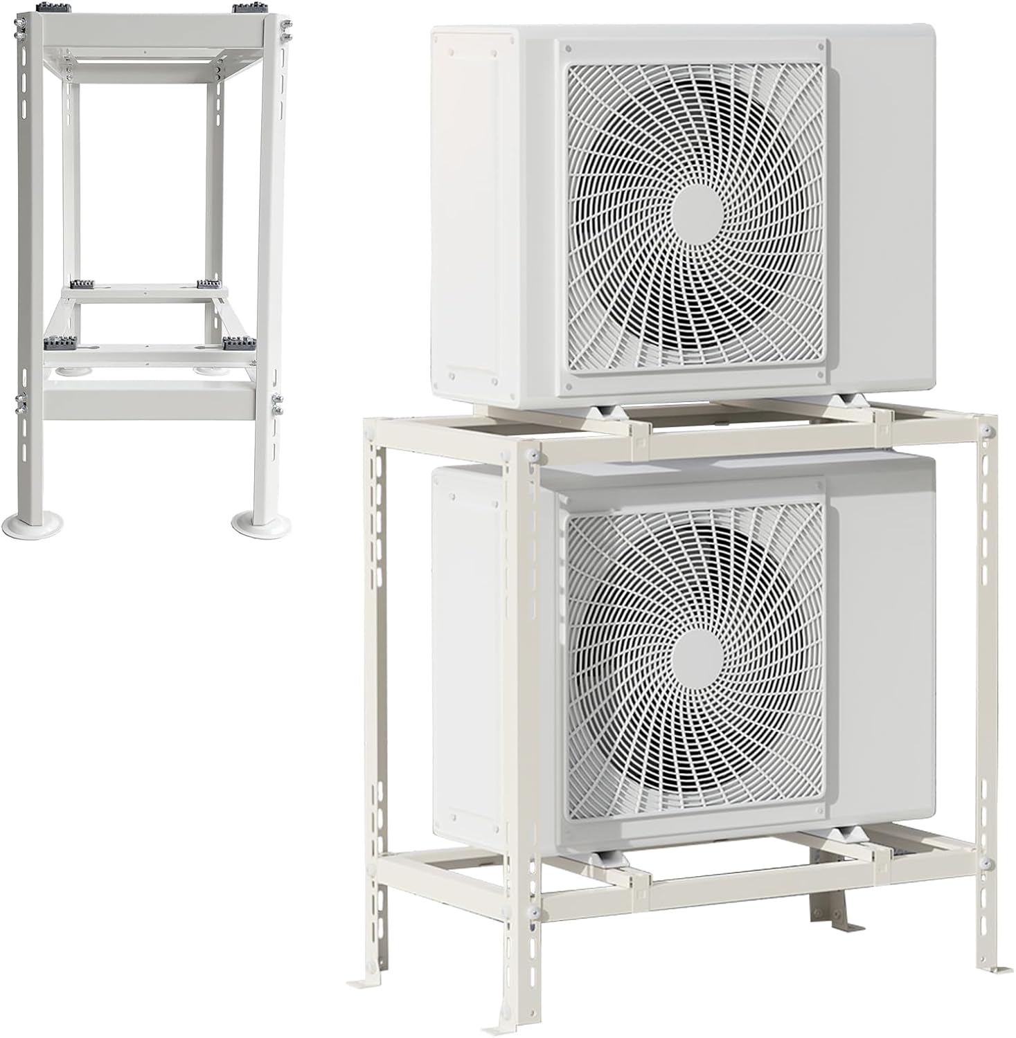  Support De Montage Au Sol À Double Couche For Mini Climatiseur Split, Anti-Vibration CA Support De Montage Au Sol For Unité Extérieure Tailles Ajustables-900×900×500mm