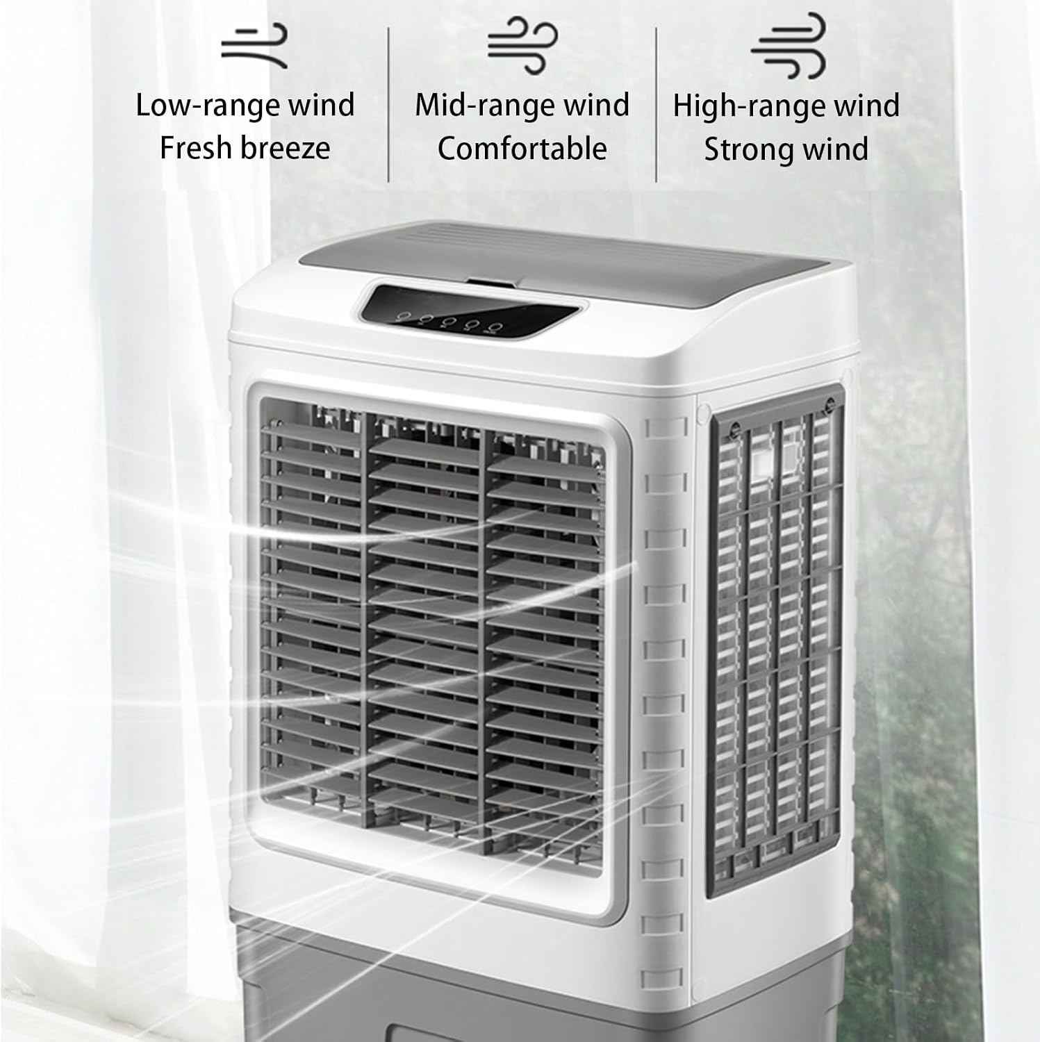  Climatiseur Portable À Évaporation Avec Oscillation À 55° Et 3 Vitesses De Vent, Grand Refroidisseur D'air Pour Chambre, Bureau, Usine