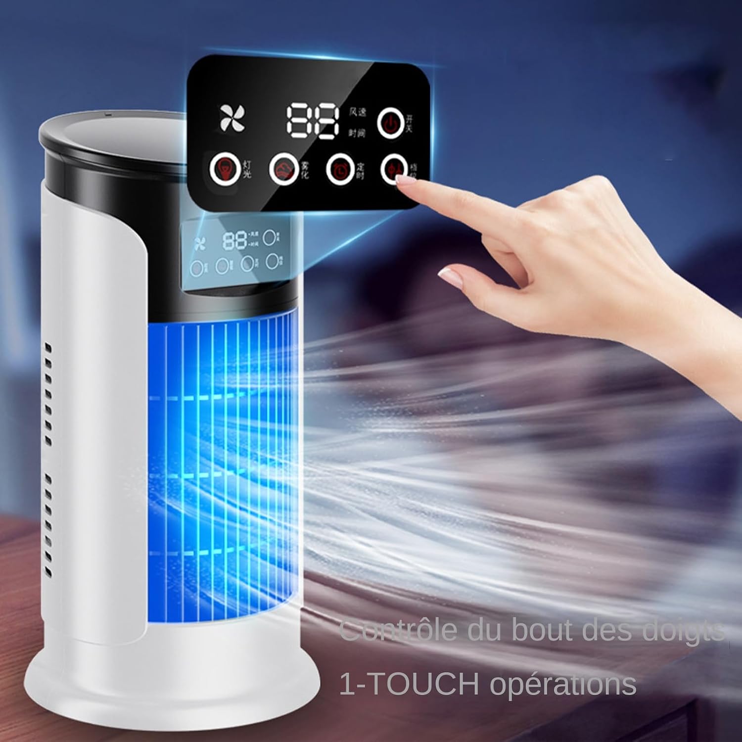  Climatiseurs Portatifs | Ventilateur Personnel Portable Rafraîchisseur D'Air | Minuterie Silencieuse Refroidisseur D'Air Réservoir 300 Ml Compact Pour Chambre Voiture Et Extérieur