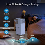  Climatiseur Portable 12000 BTU, Ventilateur De Déshumidification De Chaleur Froide, économiseur D'énergie Pour Bureau De Chambre à Coucher, Télécommande, Mode Sommeil, Fonctionnement Silencieux Avec K