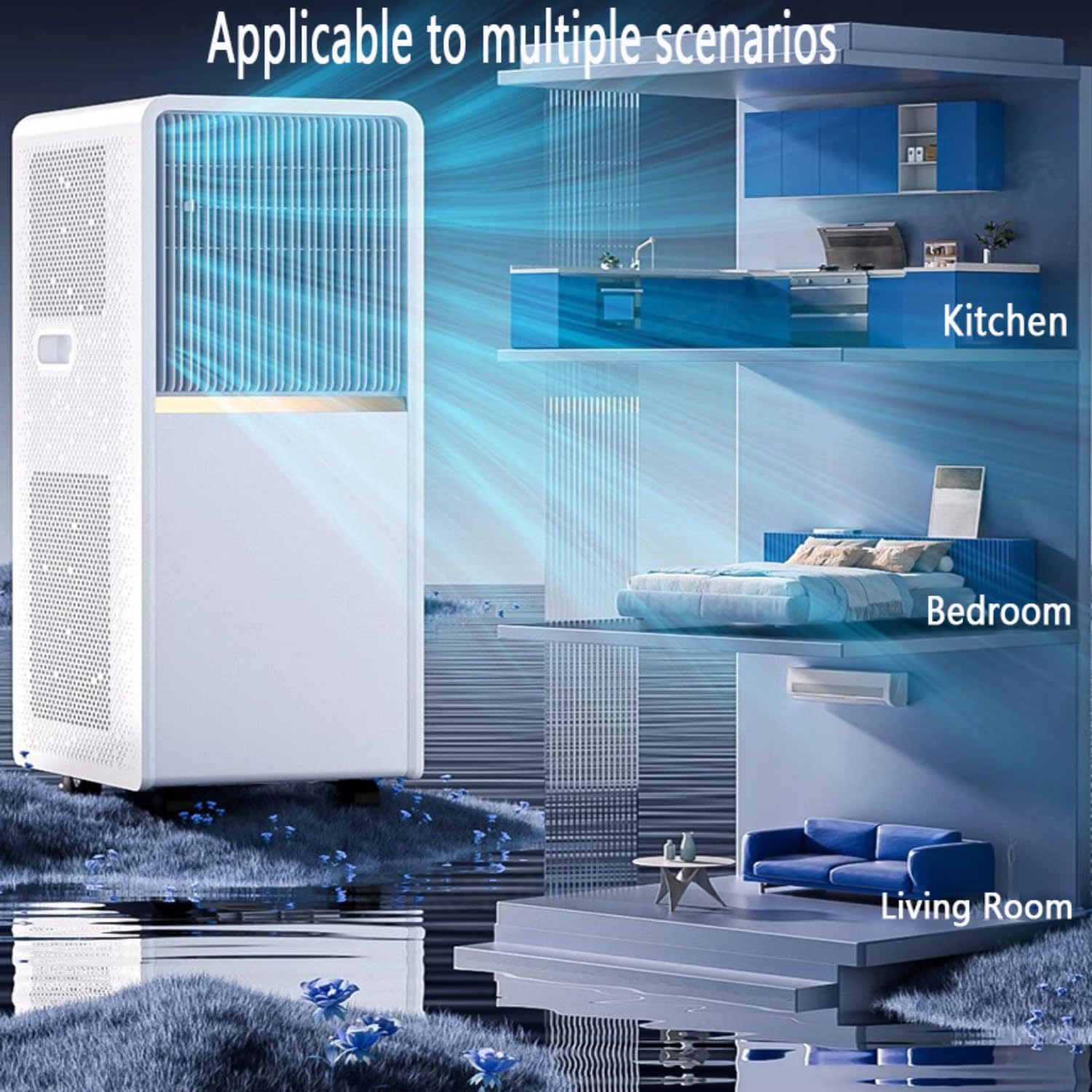  Climatiseur Portable, Unité Intelligente Avec Kit à Distance Et Fenêtre, Oscillation à 120 °, Modes Frais/sèche/Ventilateur/Sommeil, Minuterie 24H Pour Bureau De Chambre